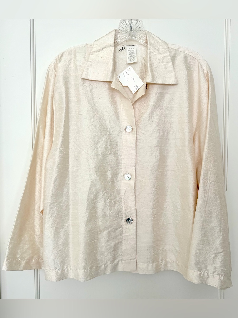 Lisa Z. Cream Button-Front Silk Blouse